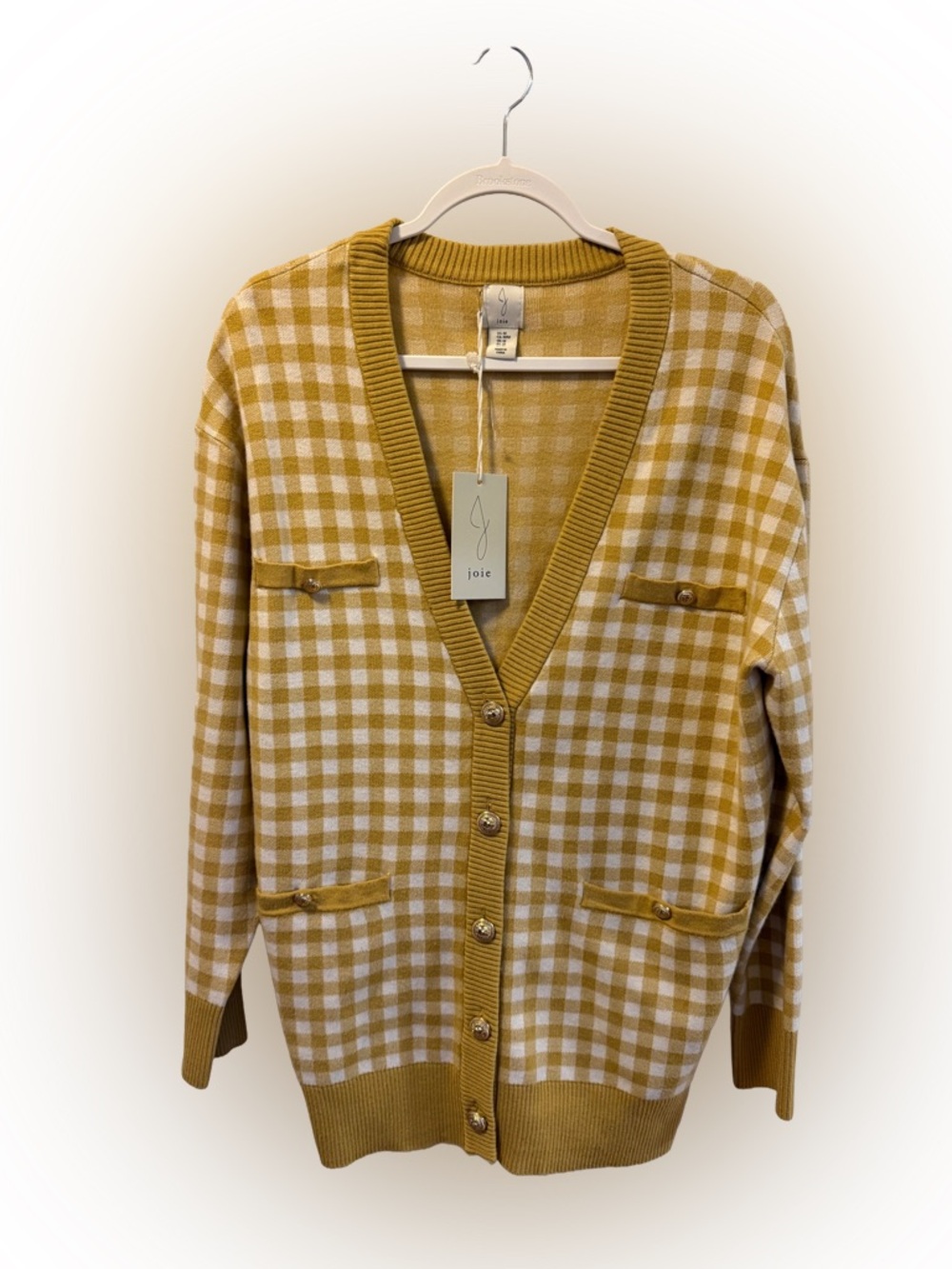 NWT Joie Gingham Cardigan Sweater, Size M - Picture 2 of 7